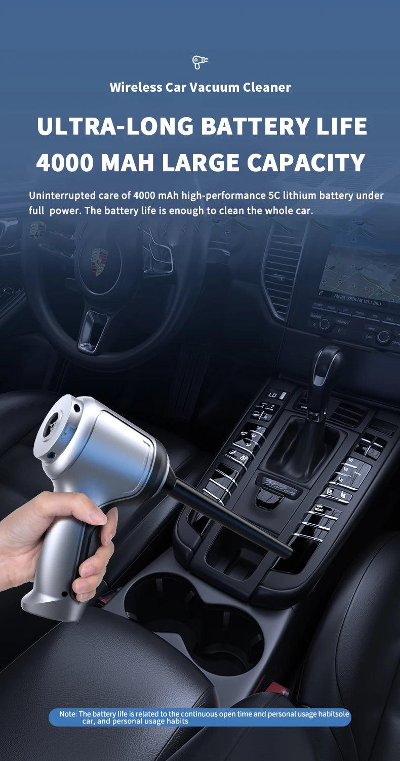 Kabelloser Auto-Staubsauger – Starke Saugkraft für Auto & Zuhause! 🚗✨